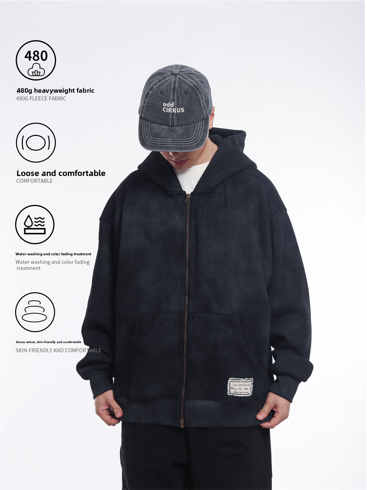 Streetwear Brand Japanese - Męska bluza z kapturem w stylu