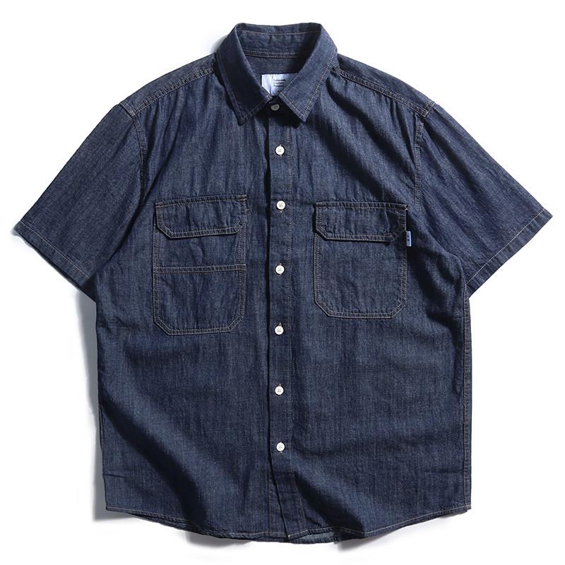 Streetwear Brand Japanese - Męska koszula dżinsowa w stylu retro