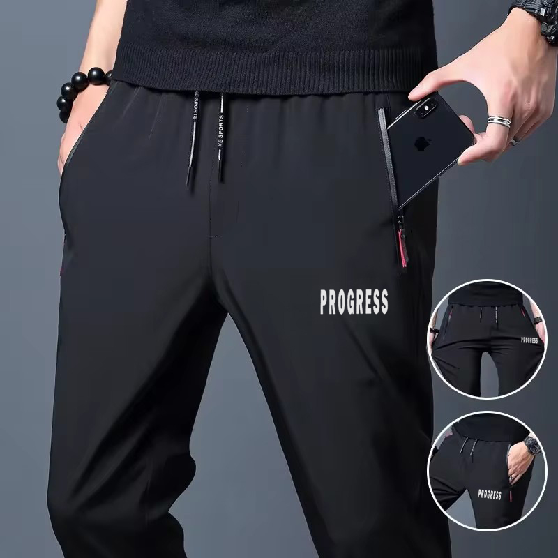 Streetwear Brand Joggers - PROGRESS Męskie proste spodnie z nadrukiem
