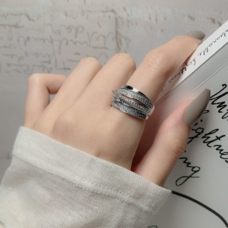 Chrome Hearts Ring - Pierścionek z cyrkoniami w kolorze srebrnym,